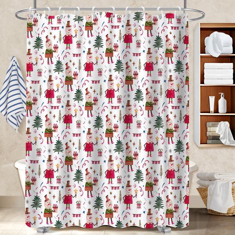 Kit rideau de douche en polyester 180x180 avec œillets rideau étanche pour baignoire asymétrique (1/5)
