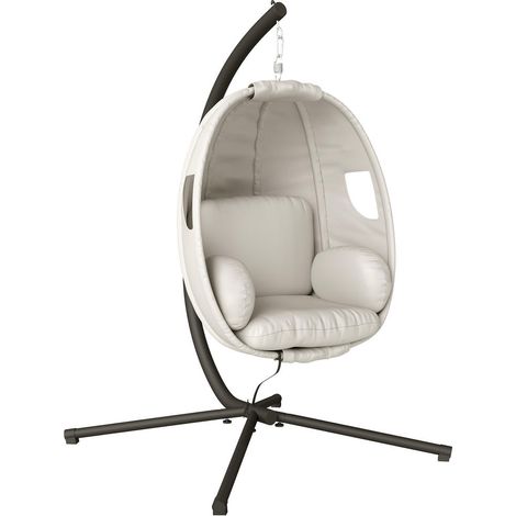 Fauteuil Suspendu avec Support Panier Pliable Coussin Épais 20 cm Hauteur Réglable Charge Max 120 kg (1/5)