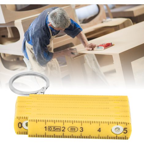 2 Lot Règle Pliante ABS 0.5M 10 Plis Jaune Porte-Clés Mesure Précise Compacte-KZQ (1/5)
