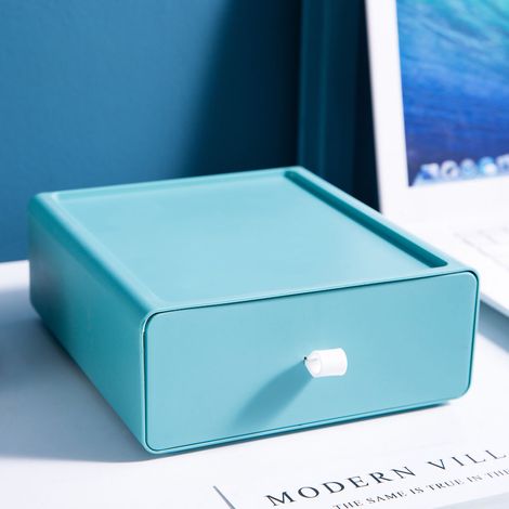Boîte de Rangement de Bureau Empilable - Organisateur de Bureau avec Tiroir, Grande Capacité et Design Résistant pour Fournitures de Bureau, Vert (1/5)