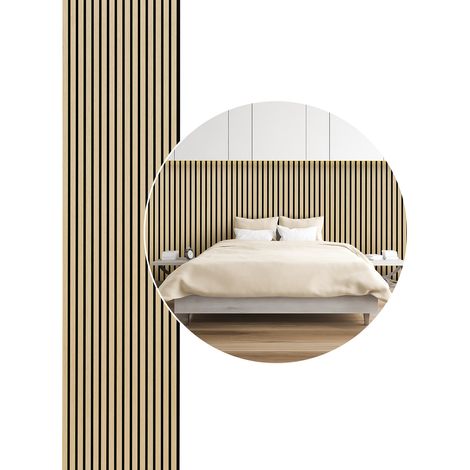 Wolketon Paneles acústicos para paredes Paneles murales modernos de chapa de madera y fieltro Paneles murales de MDF 1x 120x60x2.1cm Roble
