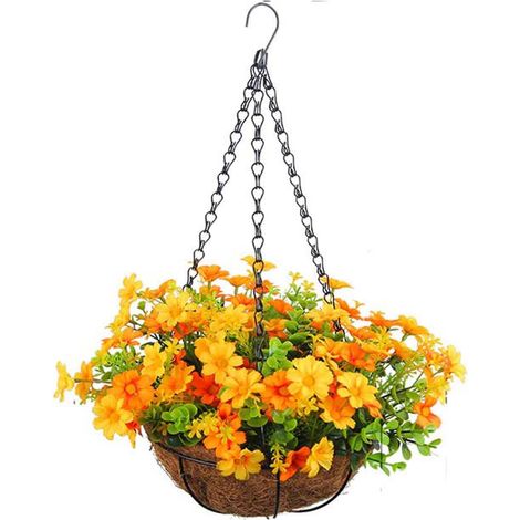 Fleurs Artificielles - Suspension Panier Pour Extérieur Et Intérieur - Tiges En Plastique Résistant - Décoration Jardin Balcon Fenêtre Mariage - Lot De 1 (1/4)