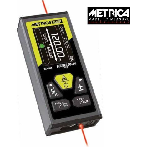 METRICA DISTANZIOMETRO LASER MISURATORE METRO DOUBLE 60+60 ALU 61662