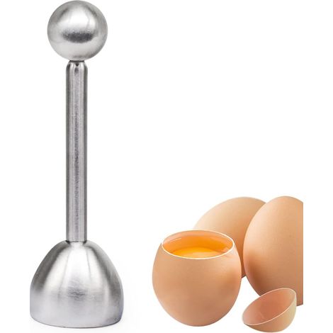 Cortador de huevos de acero inoxidable, abridor de cáscaras, cortador de cáscaras para huevos duros y blandos, separador de cáscaras para el hogar y la cocina. (1/5)