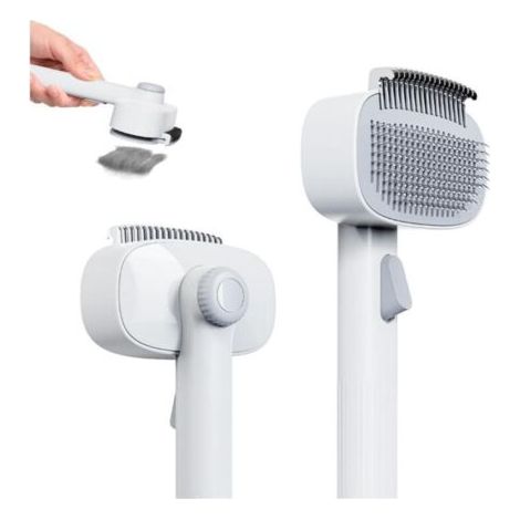 BUNTHAUS Blanc Brosse de Toilettage pour Chats 2 en 1, Brosse pour Chats avec Bouton, Outil de Peigne de Toilettage pour Animaux de Compagnie à Poils Longs Ou Courts, Enlève Les Nœuds et Massage (1/5)