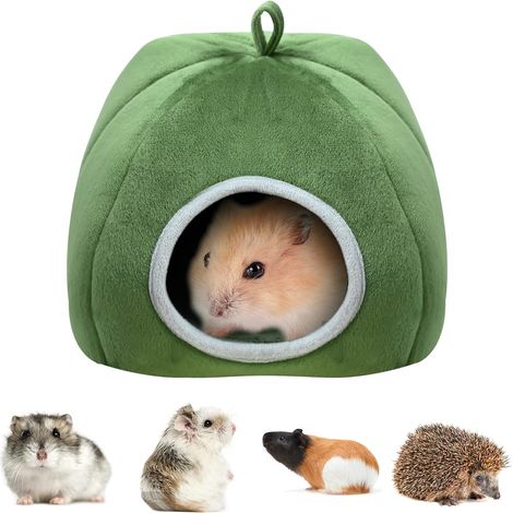 Lit pour cochons d'Inde, maison pour cochons d'Inde, trou de sommeil pour cochons d'Inde, hamster, écureuil, chinchilla, lapin et autres petits animaux, lit chaud pour animaux domestiques (vert) (1/2)