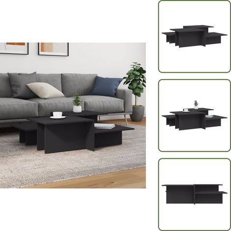 The Living Store Tables basses 2 pcs gris bois d'ingénierie - Table Basse - Meuble Salon - Table D'appoint - Design Moderne - Bois D'ingénierie (1/5)