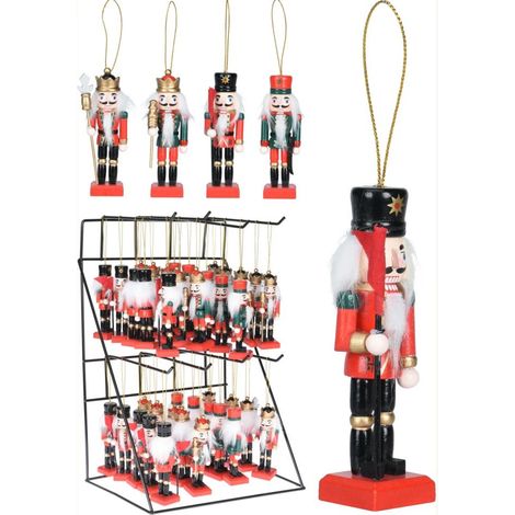 Decorazione natalizia appendibile schiaccianoci 10cm - rosso modello assortito