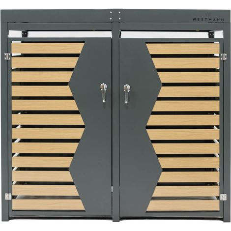 Westmann Stahl Mülltonnenbox für 2 Mülltonnen 240 Liter Anthrazit 84x134x125 cm (1/5)