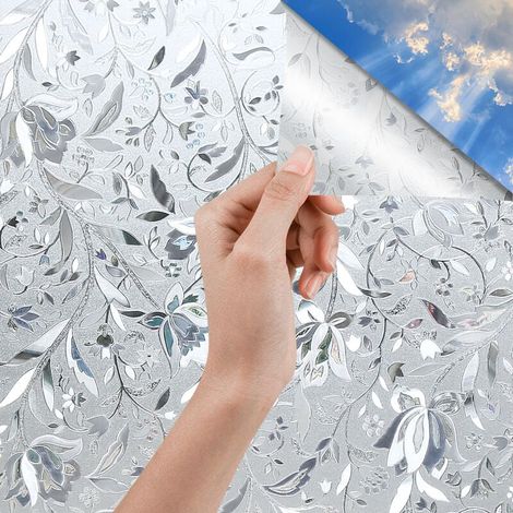 Hengda Films pour Vitres Film Électrostatique Décoratif de Fenêtre Occultant Vitre Blocage des UV Fleur 60x200cm (1/5)