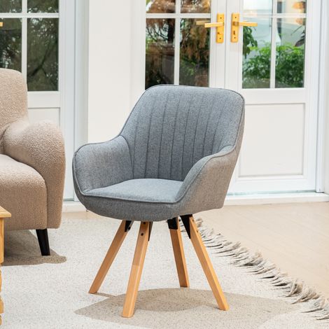 MEUBLES COSY Skandinavischer Drehstuhl CARSON für Esszimmer aus grauem Stoff