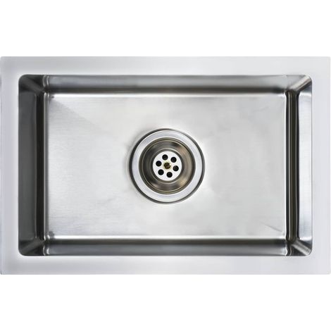 Fregadero de cocina hecho a mano con colador 44 x 29 cm acero inoxidable 020002361 (1/5)