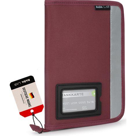 Porte-documents pour véhicule A5 - Organiseur de boîte à gants - 4 compartiments de rangement - Bandes réfléchissantes - Compartiment pour cartes séparé - Porte-documents - Rouge (1/5)
