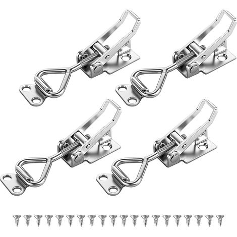 Spannverschluss Edelstahl Set, 4 Stück M4 Kappenschloss Verstellbar Hebelverschluss, Kistenverschluss Spannverschlüsse Klein mit Schlüsselloch Kniehebelspanner für Schrank Kisten Türen (1/5)