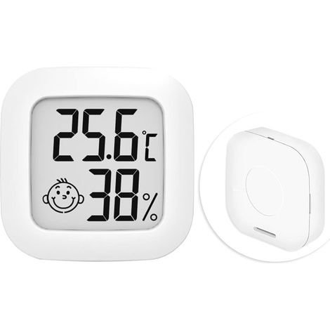 Innenthermometer, Innenhygrometer, Mini-Hygrometer, Außenthermometer, digitales Innenthermometer für Heimterrarium, Babyzimmer, Brutkasten, Kellerschrank usw. (1 weiß) (1/5)