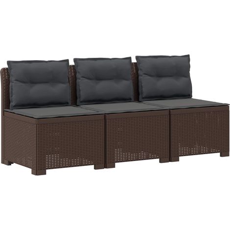 Maison Exclusive - 3-Sitzer Garten Sofa mit Kissen Rattan-Look PP (1/5)