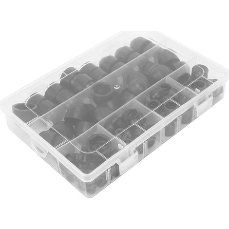 145 Stück Sechskantmuttern, schwarz, PE-Schutzbefestigung, Mutter für M4–M12-Schrauben, Industriezubehör WJ-10-0005 (1/5)