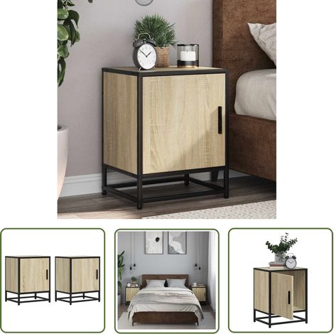 vidaXL Nachttische 2 Stk. Sonoma-Eiche 40x31x50cm Holzwerkstoff Metall (1/5)