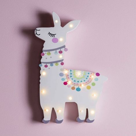 Applique Murale Enfant Lama à Piles en Bois (1/5)