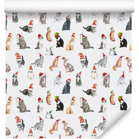 Papier peint Lutins de Noël Blanc et Gris clair 50x1000 cm (1/5)