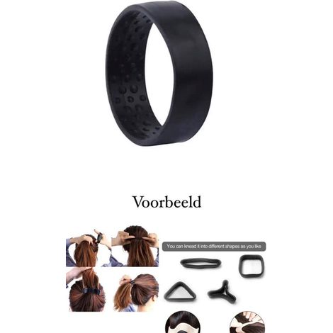 Élastique à cheveux solide - Bandeau queue de cheval réglable - Accessoires cheveux noirs - Pour coiffure (1/4)