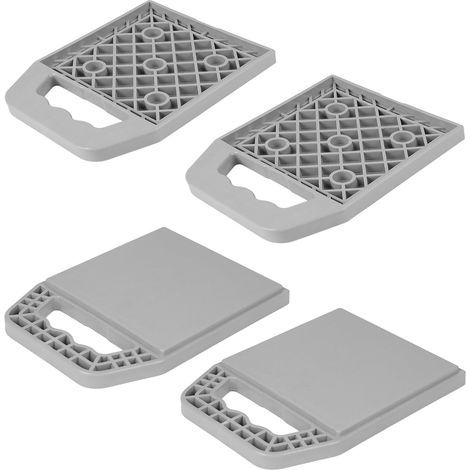 Lot de 4 Plaques de Support pour Caravane - 23 x 17 x 2 cm - Empilables avec Poignée - Pour Camping-car Cric - Plaques de Calage- Jack Pads - Gris (1/5)