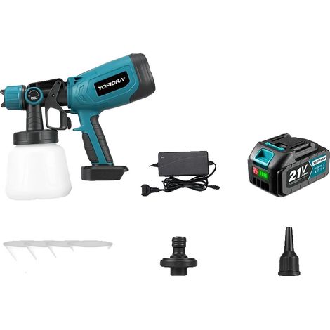 Pistolet à Peinture Électrique, Haute Vitesse 66000 RPM, Capacité 1000 mL, 1xEnsemble de Batteries (1/2)