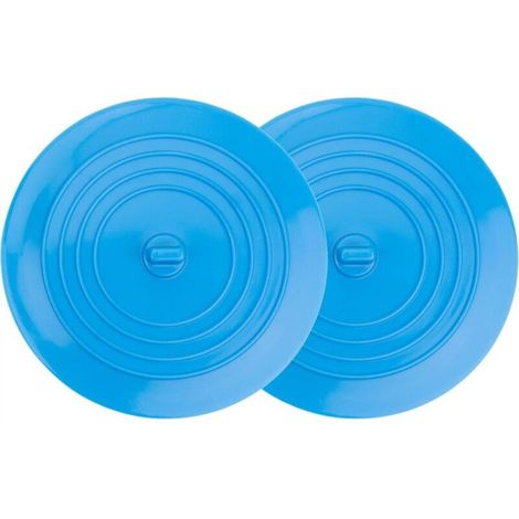 [NEVER USED] Silicone Drain Plug for Bathtub, Shower and Kitchen Sink, Removable Plug, Prevents Water from Leaking, 15 cm Diameter, for Drain Holes up to 120 mm, 2 x Blue