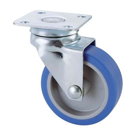 RUOTA A FORCELLA GIREVOLE 221 AVO - A/ZINCR/GOMMA BLU P.MM 40X40 D.MM 50X18- 4 pezzi