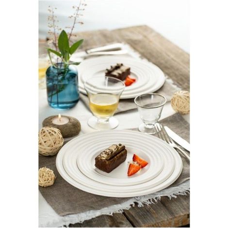 50 ASSIETTES VAGUE FIBRE DE CANNE BIO 23CM BLANC- VAISSELLE DE FÊTE (1/4)