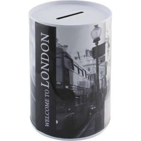 Tirelire en métal London avec imprimé urbain, 10 x 15 cm, très résistante