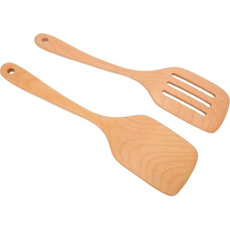 Set mit 2 leichten und hitzebeständigen Holzspateln für die heimische Küche
