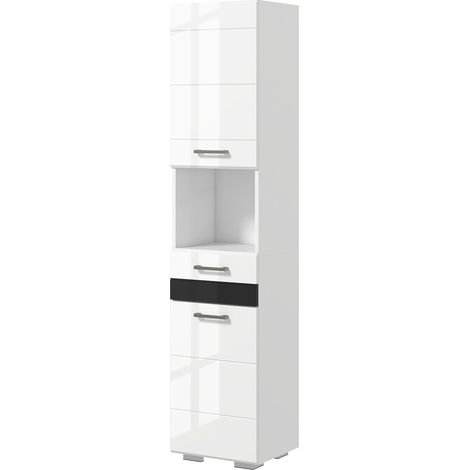 Mobile a Colonna per Bagno 37x32,5x170 cm in MDF Bianco (1/5)