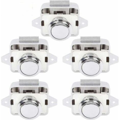 Bouton Poussoir Camping Car - Serrure Loquet Porte Fermeture Placard Bouton pour RV caravane de moteur 5 pièces Argent-- (1/4)