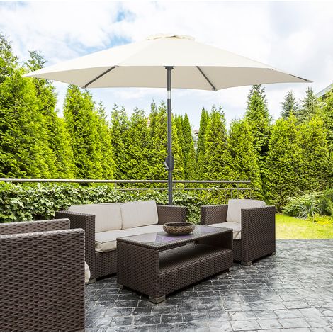 Sombrilla de jardín 2,6 m beige en aluminio y poliéster con manivela e inclinación (1/5)