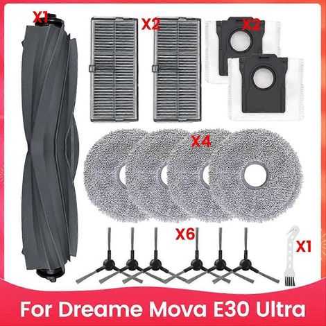 Pièces de rechange pour aspirateur robot Dreame Mova E30 Ultra : brosse principale + filtre HEPA + serpillière (qualité) (1/5)