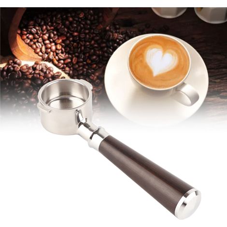 Portafiltro con soporte de acero inoxidable y mango de madera negra de 51 mm para Delonghi ECO310. (1/5)
