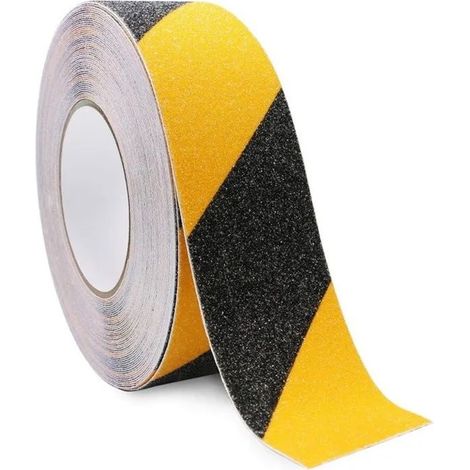 HOXILEELEOBande Antidérapante Autocollante 5cm x 10m, Noire Et Jaune, Pour Escaliers Intérieurs Extérieurs, Imperméable (1/5)
