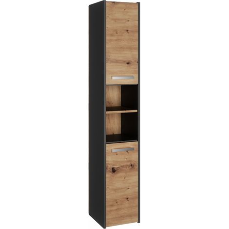 Meuble TV Suspendu, (2 × 100) × 34 × 32 cm, Noir Mat / Chêne Wotan (1/3)