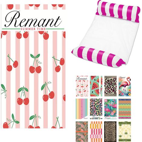 Set Telo Mare in Microfibra 90x170 cm con Amaca Gonfiabile 65x120 cm – Asciugatura Rapida, Leggero e Compatto – Fantasie - IDEA REGALO Assortite (1/4)