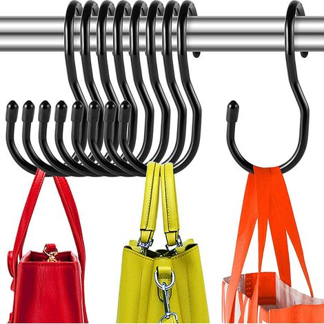 10er-Pack S-Haken für den Kleiderschrank, einzigartige Haken mit gedrehtem Design für Handtaschen, Geldbörsen, Handtaschen, Gürtel, Schals, Hüte, Kleidung