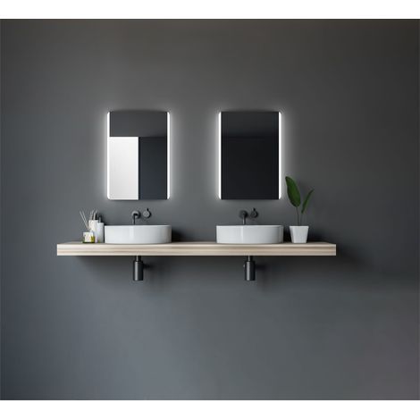 Talos Chic Badspiegel 50 x70 cm - Badezimmerspiegel mit LED Beleuchtung in neutralweiß - Spiegel mit An-Aus Taster am Rahmen