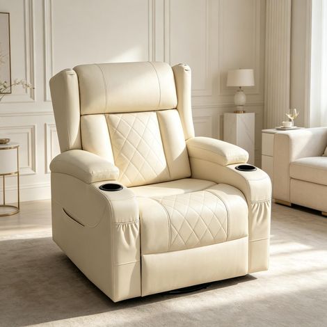 Elegante sillón para sala de estar, sillón reclinable con respaldo y reposapiés ajustables, sofá reclinable giratorio, cómodo sillón para TV (solo con 1 sillón para sala de estar) (1/5)