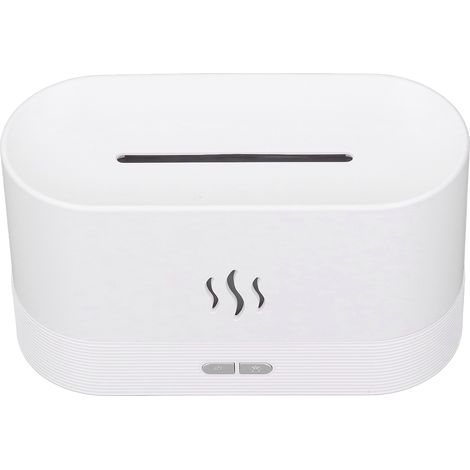 Humidificateur de bureau 180 ml, effet feu, arrêt automatique, lumière LED douce, intensité réglable, silencieux, USB, pour la maison, le bureau ou la voiture (blanc). (1/5)
