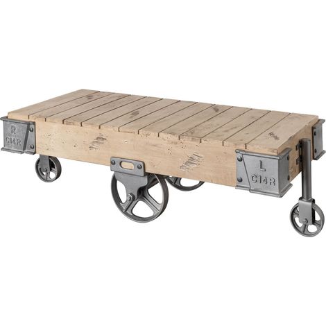 tavolino da salotto in legno di Mango 120x60x43 sbiancato laccato RAILWAY 360