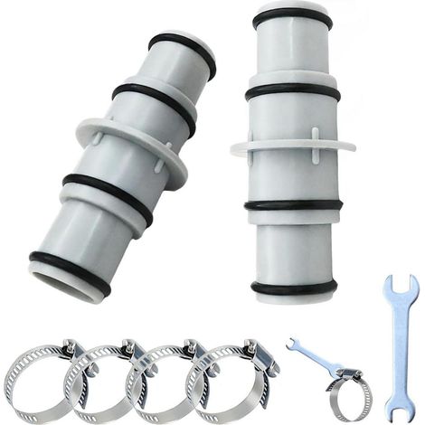 Poolschlauch Adapter Set 2 Stück für 38mm auf 32mm Schläuche mit Klemmen