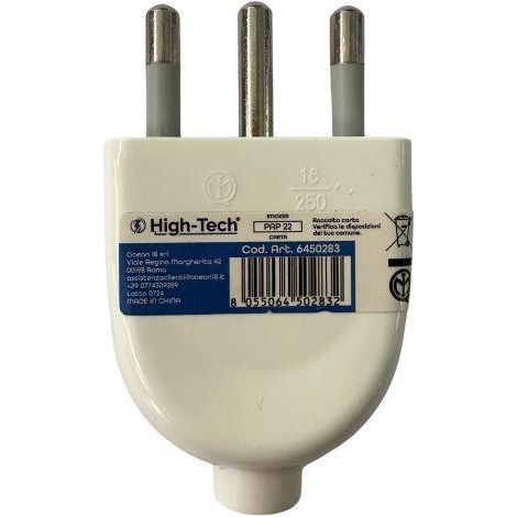 HIGH-TECH SPINA GRANDE S17 SALVASPAZIO 16A BIANCA 2P+T MATERIALE ELETTRICO