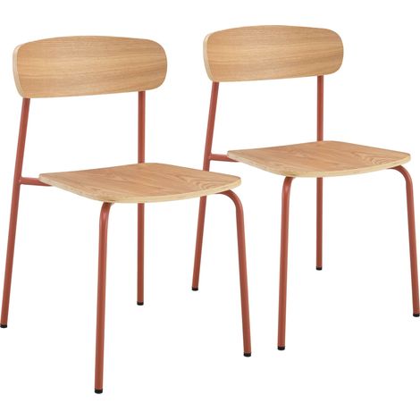 Lot de 2 chaises en bois orange (1/5)