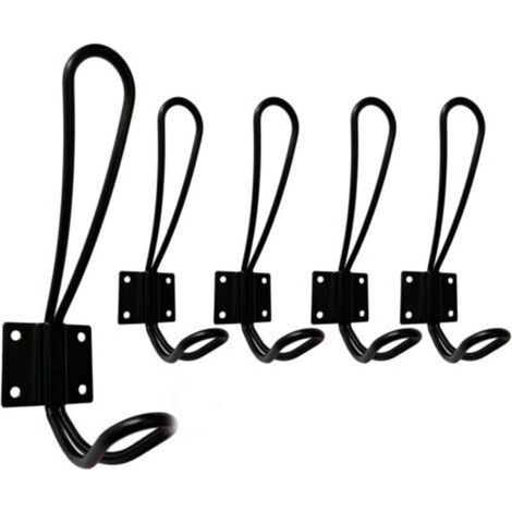 Colgador de pared negro, 5 piezas ganchos de pared y ganchos para la colada para el hogar, ganchos resistentes de metal vintage para entrada, baño, inodoro, muebles de cocina (1/5)