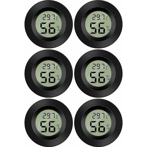 Mini-Digital-LCD-Thermometer-Hygrometer Temperatur Luftfeuchtigkeit -50-70℃ 10%-99% RH Tragbares Thermometer-Thermo-Hygrometer-Indikator für Büro, Küche, Luftbefeuchter, Inkubatoren, Reptilien (6 Stüc (1/5)